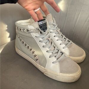 Vintage Havana Gray and White Star-Studded High-Tops